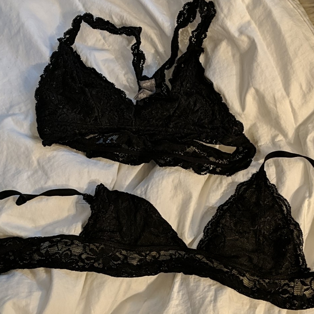 Lot of 2 black lace bralettes